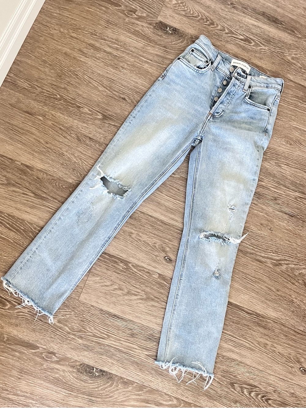 Denim Forum Light Blue High-Rise Distressed Jeans